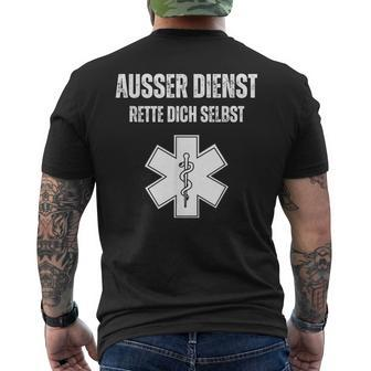Ausser Dienst Rette Dich Selbst [German Language] Black T-Shirt mit Rückendruck - Seseable